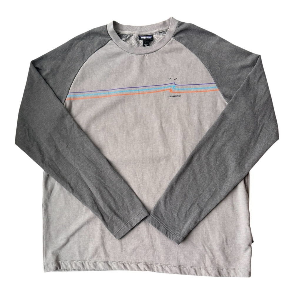 Patagonia Tide Ride Lightweight Crewneck Sweatshirt Men's Large Gray Raglan